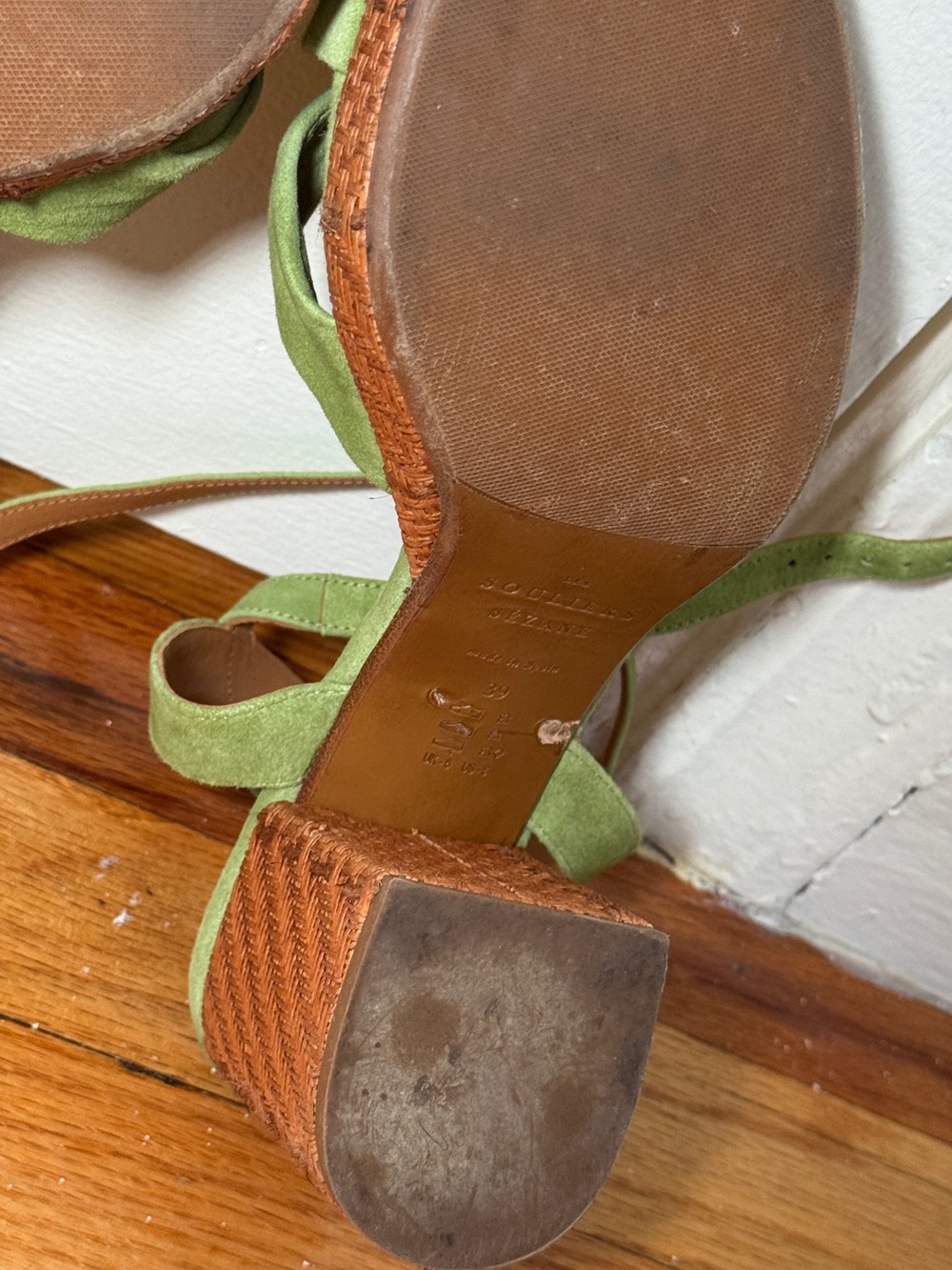 Sezane Green Suede Sandals - 39 (8) - Picture 8 of 10